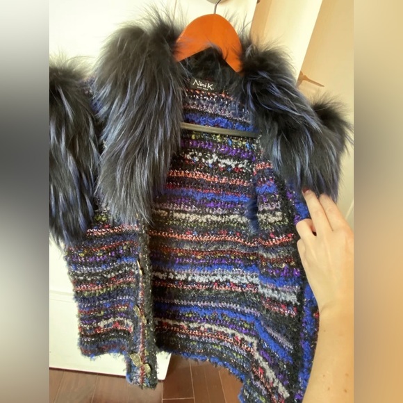 Nini K Saks Fifth Avenue Hade-Made Vest With Real Fox Hand Crocheted One Size - Picture 7 of 14